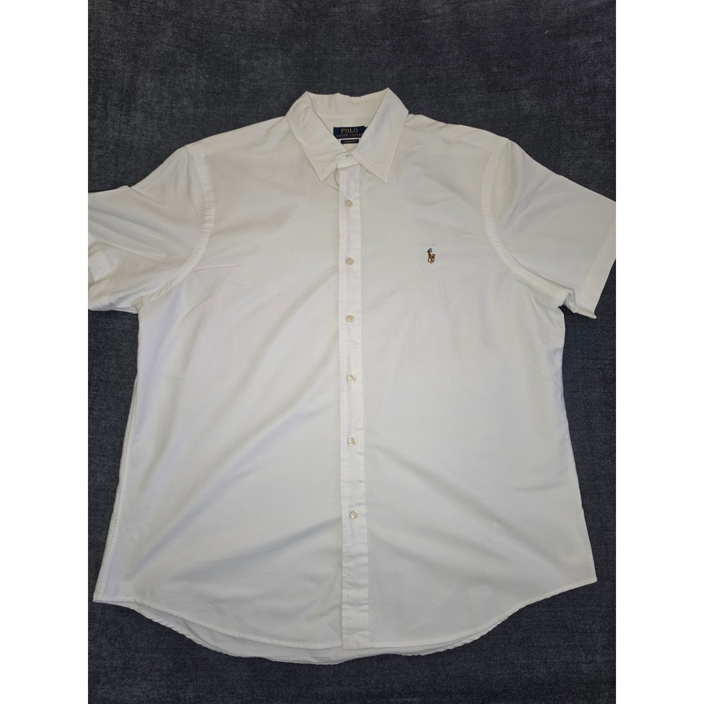 Polo Ralph Lauren Mens XL White Short Sleeve Button Down Classic Fit Pony Logo